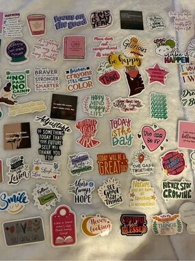 60 small motivational stickers with free Lanyard and Clear ID Sleeve, new.